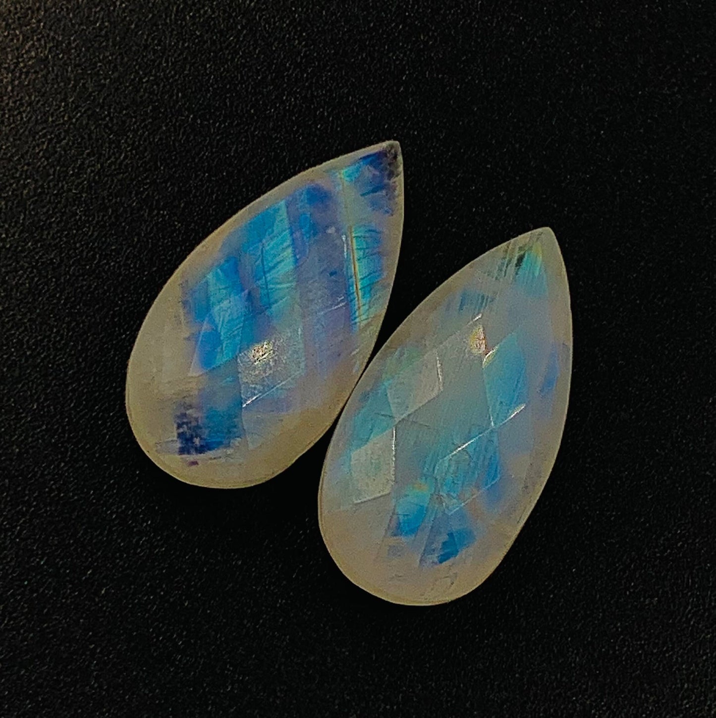1 Pair Natural White Rainbow Faceted Briolette Pear Shape Gemstone, Size 10x20mm,10x25mm Matching Pair Briolette, Earring Making SKU-BBI299