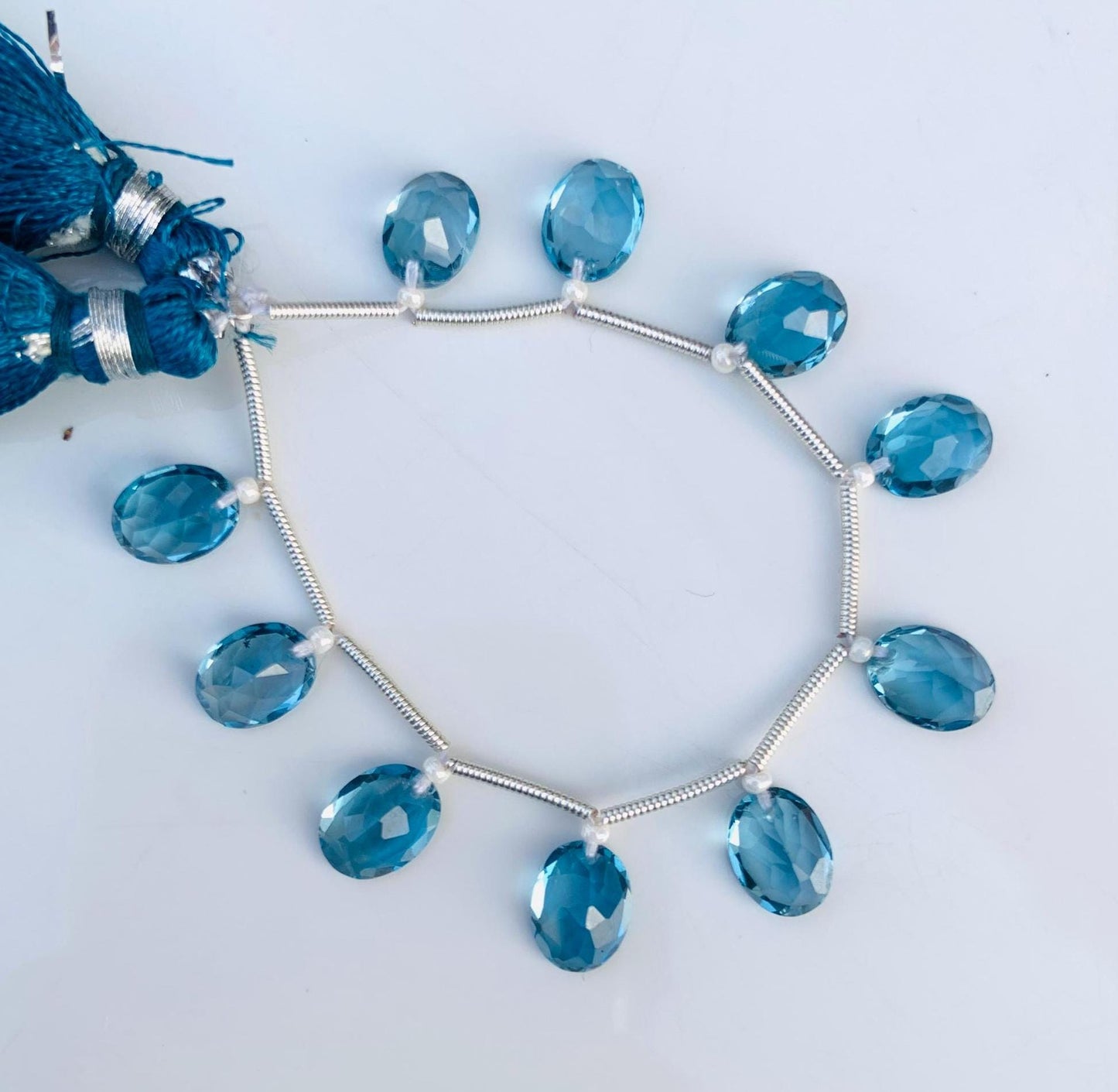 10pcs Natural London Blue Topaz Faceted Oval Cut Gemstone Beads