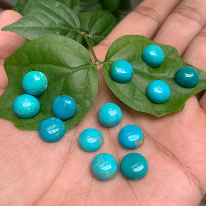 Natural Arizona Turquoise Round Gemstone Cabochon, CALIBRATED Loose Stone Cab, Round Jewelry Making Cabochons Semi Precious Cab