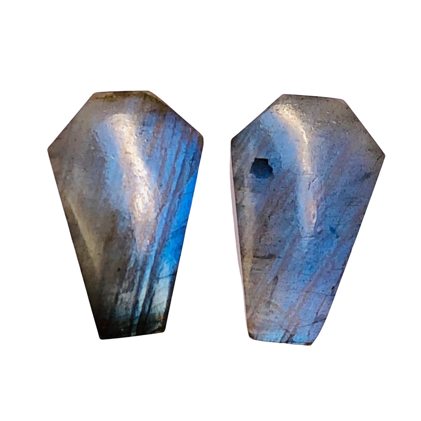 1 Pair Natural Labradorite Smooth Cut Coffin Shape Gemstone, Size 11X18mm, Matching Pair Briolette, Earring Making gemstone, SKU - BBI994