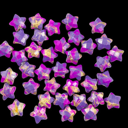 2 Pieces Purple Copper Turquoise Faceted Star Shape Gemstone, Size 10mm, Hand Carved Briolette, Loose Gemstone For Jewelry Making. BBI137