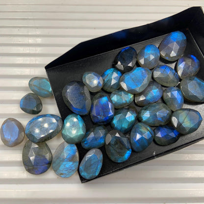 Natural Labradorite Rose Cut Slices Cabochons Faceted Rose Cut Flat Back Cabochons Rose Cut Loose Gemstone, labradorite Gemstone Slice Cut