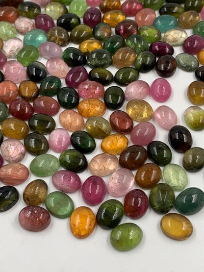 Natural Multi Tourmaline Smooth Oval Gemstone Cabochon, CALIBRATED Loose Stone Cab, Oval Jewelry Making Cabochons Semi Precious Cabochons
