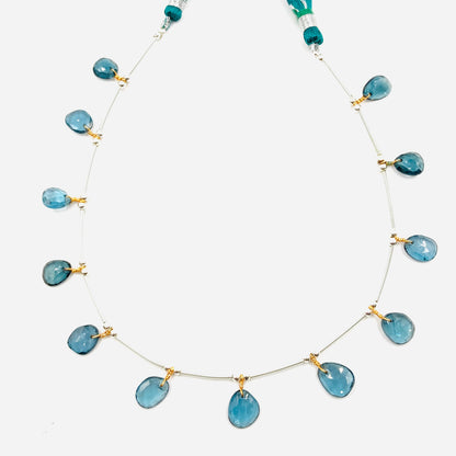 Natural Blue Kyanite Rose Cut Cabochons | Free Form Faceted Flat Back Gemstones