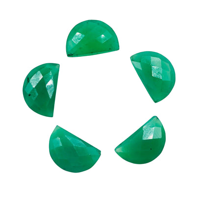 2 Pieces Natural Chrysoprase Chalcedony Faceted D' Shape Gemstone Briolette, Size 10x16mm, Half Moon Shape Gemstone, Making Jewelry, SKU-252