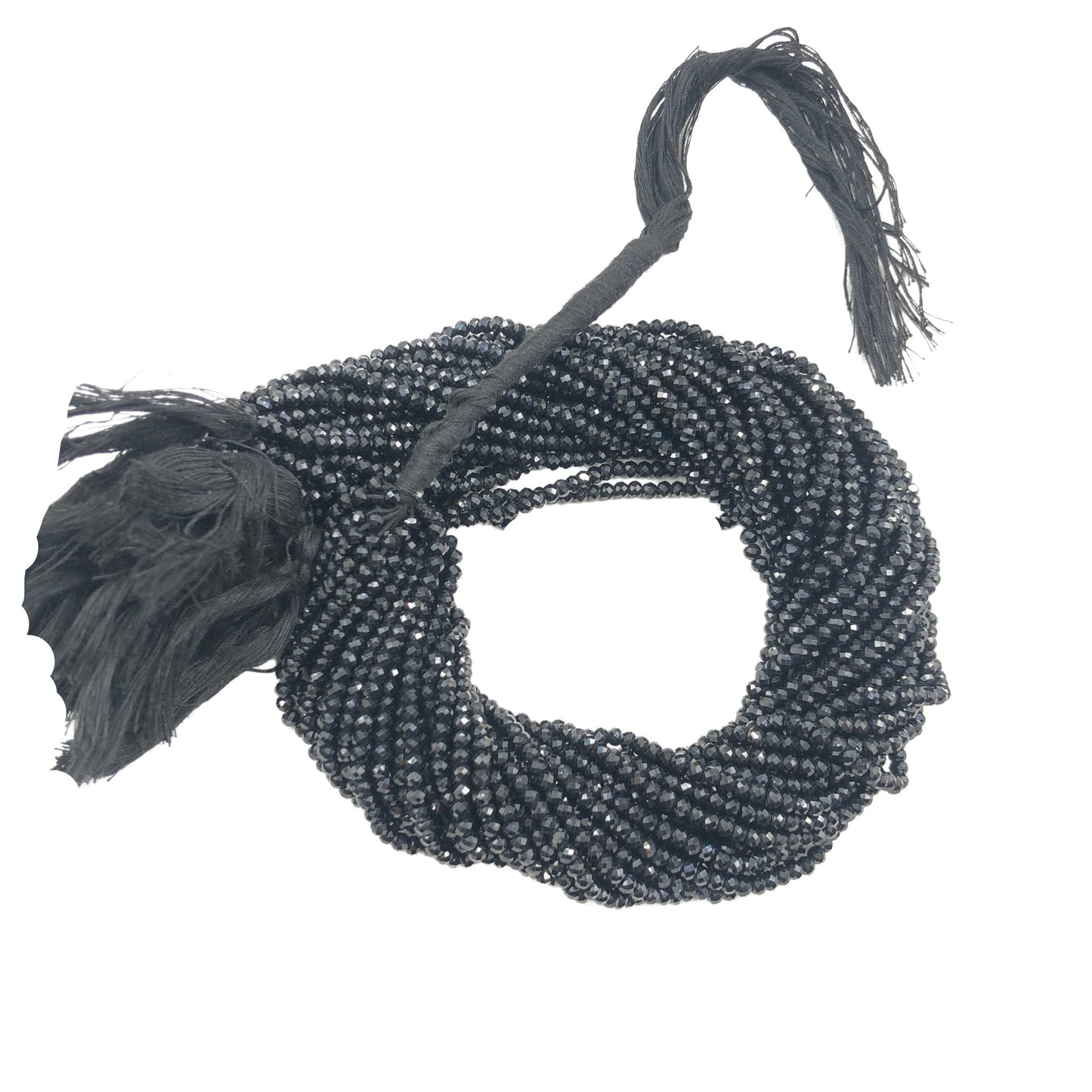 AAA Natural Black Spinel Faceted Rondelle Beads | 3mm | 5 Strands, 12 Inch