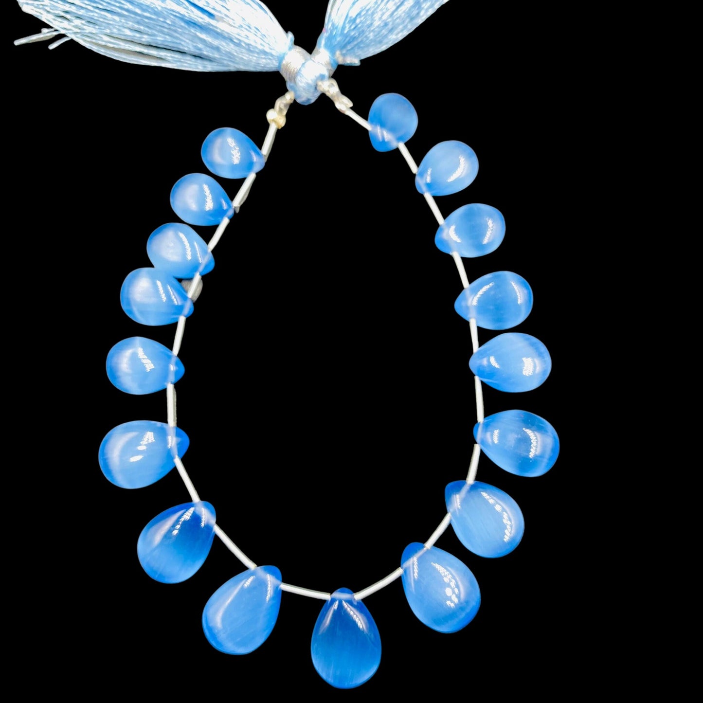 Blue Monalisa Smooth Pear Shape Gemstone Briolette, Side Drilled Pieces, Teardrop Shape Strand, Jewelry Supplies , SKU-BBI726