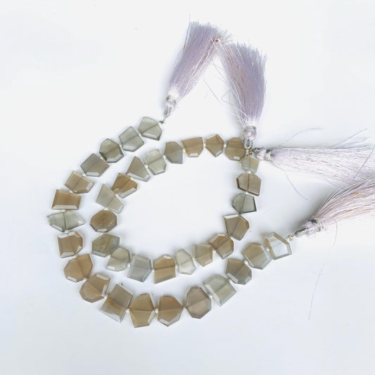 Natural Grey Moonstone Fancy Shape Slice Gemstone Beads, Faceted Gemstone Briolette, Flat Chip beads, Size 11mm to 13mm gift for her