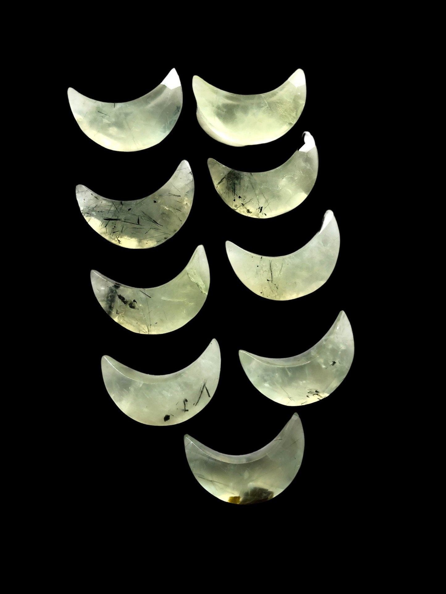 Natural Prehnite Crescent Moon Gemstone 7x16mm