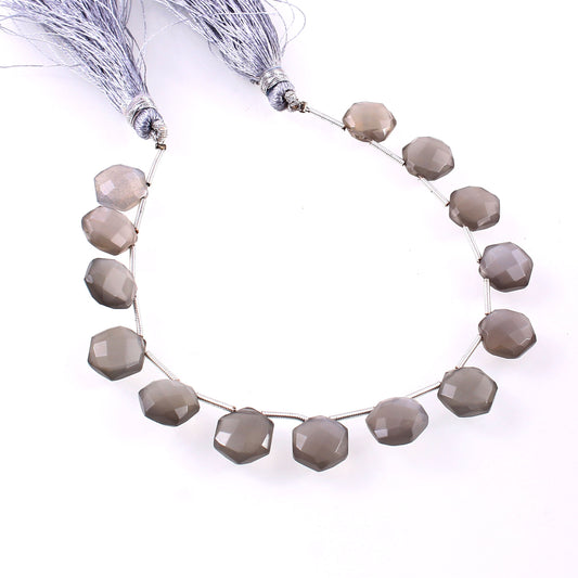 Natural Gray Moonstone Natural Gray Moonstone Hexagon Shape Faceted Beads Briolette , Gray Moonstone Gemstone Beads , Jewelry Making BBI892