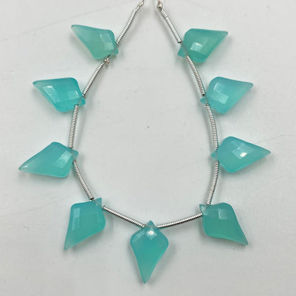 Quality 100% Natural Aqua Chalcedony Faceted Slanted Kite Shape Gemstone Beads,14x10mm Approx,Wholesale Chalcedony Gemstone,Jewelry Idea