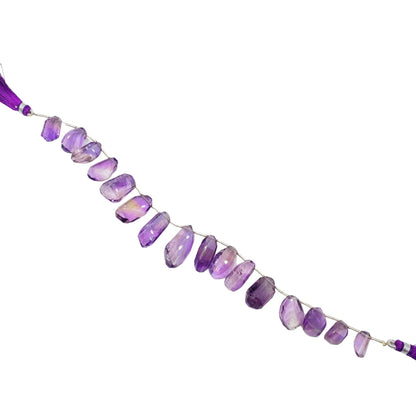 Natural Amethyst Nugget Beads - Faceted Twisted Gemstone Strand 8"