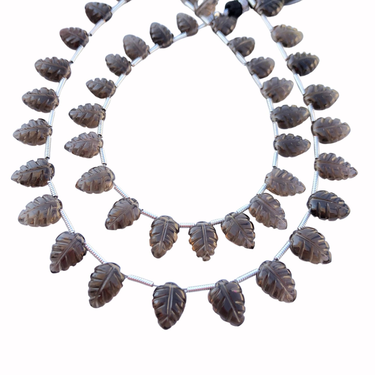16 pcs Natural Smoky Quartz Leaf Shape Carved Gemstone Beads Briolette , Amethyst Gemstone Beads jewellery , Carved Beads ,  BBI1109
