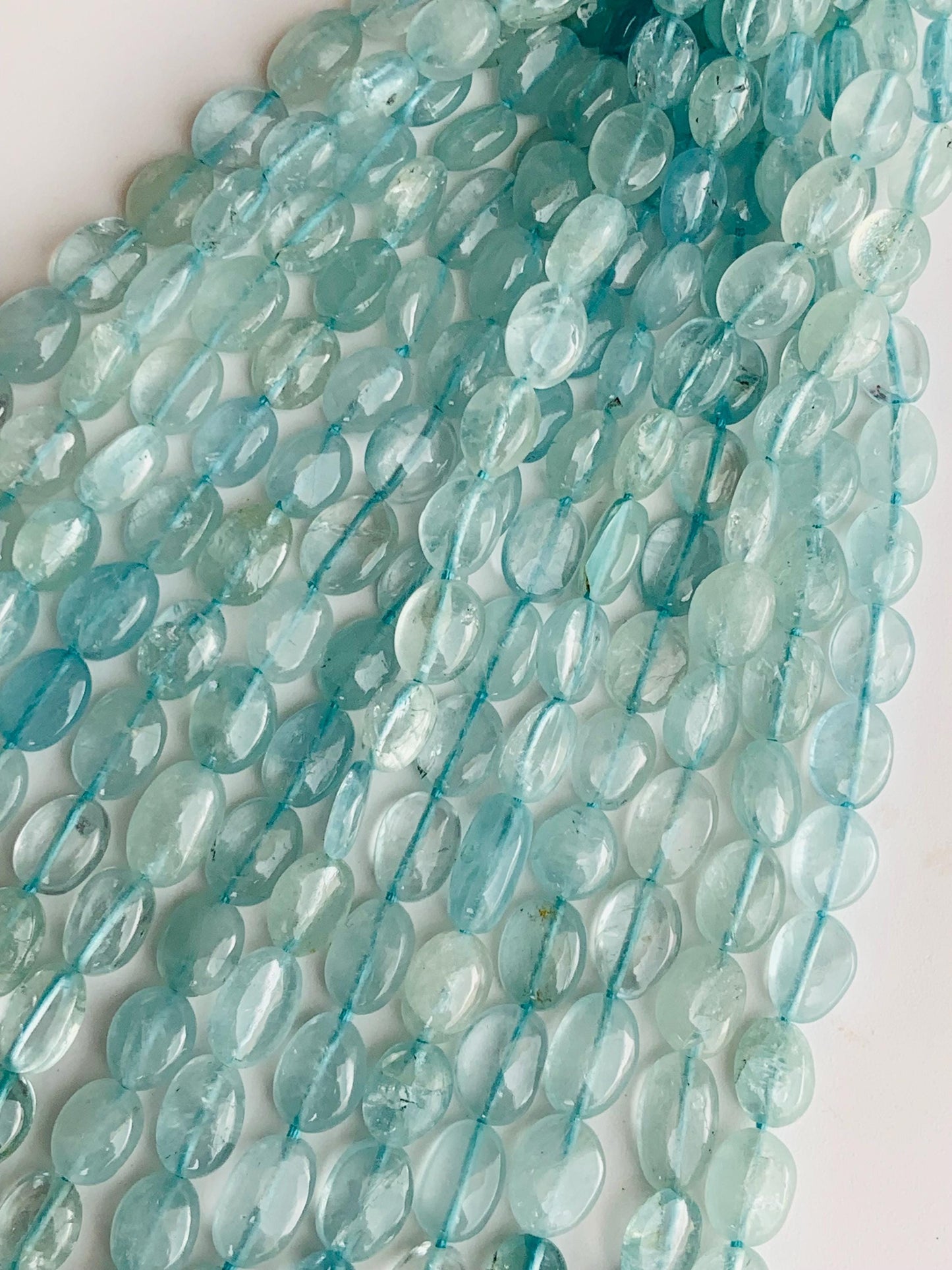 Natural Aquamarine Smooth Oval Nugget Beads Uneven Freeform Gemstone
