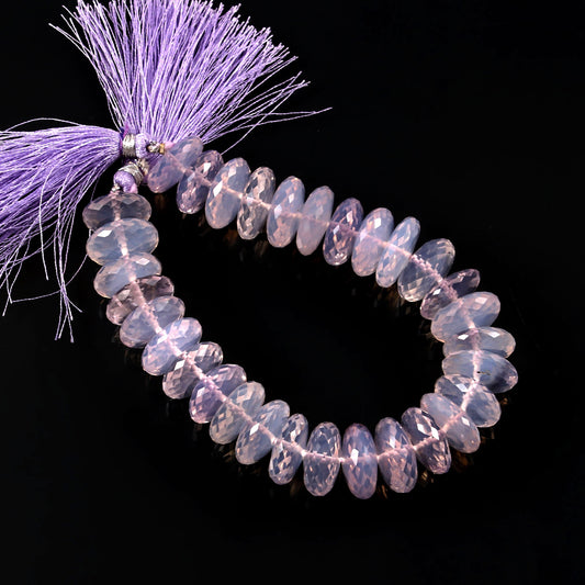 Natural Lavender Quartz Flat Rondelle Faceted Gemstone Briolette , Purple Blue Lavender Quartz Jewelry Beads , 15mm TO 16mm , SKU-BBI551