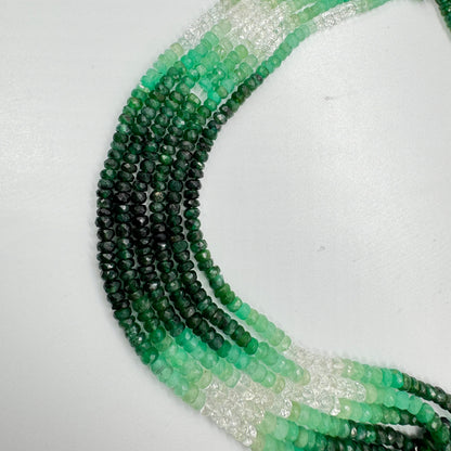 Natural Shaded Emerald Sapphire Faceted Rondelle Beads | 3.5–4.5mm | 16 Inch Strand