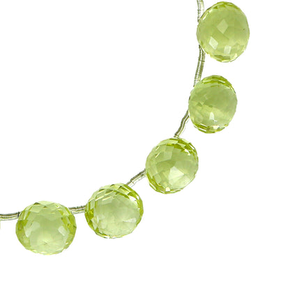 Lemon Quartz Gemstone Onion Beaded Necklace, Healing Jewelry For Mother, 12mm yellow Faceted Quartz Necklace