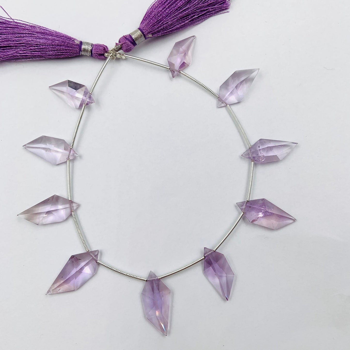 Natural Amethyst & Ametrine Spindle Cut Beads - Faceted Gemstone 10 Pcs