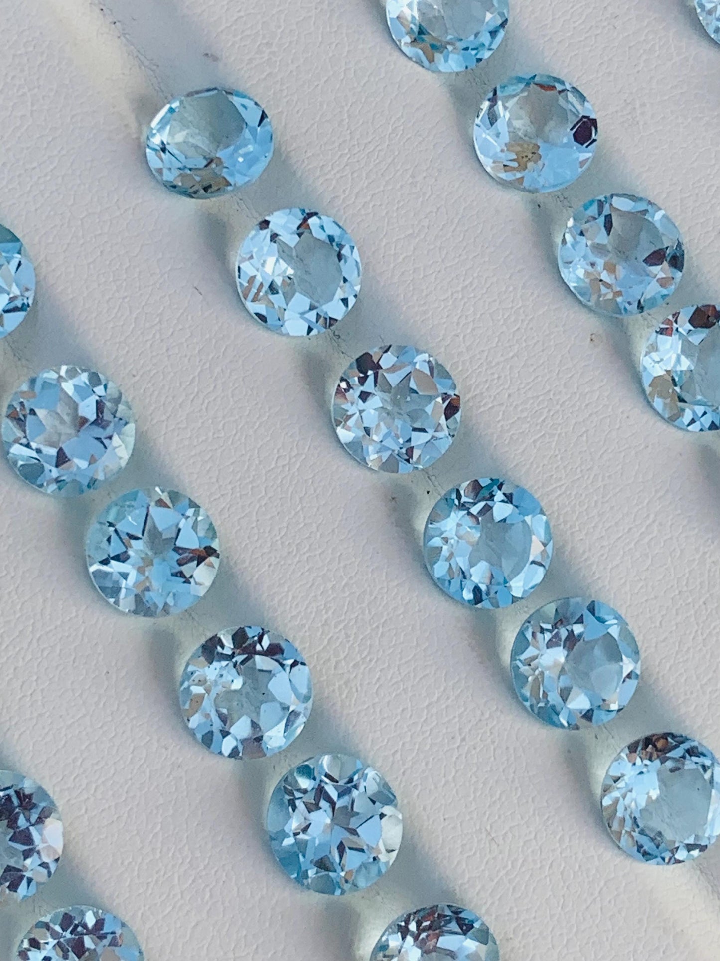 Natural Blue Topaz Faceted Round Cut Stones | Calibrated Loose Gemstones for Jewelry