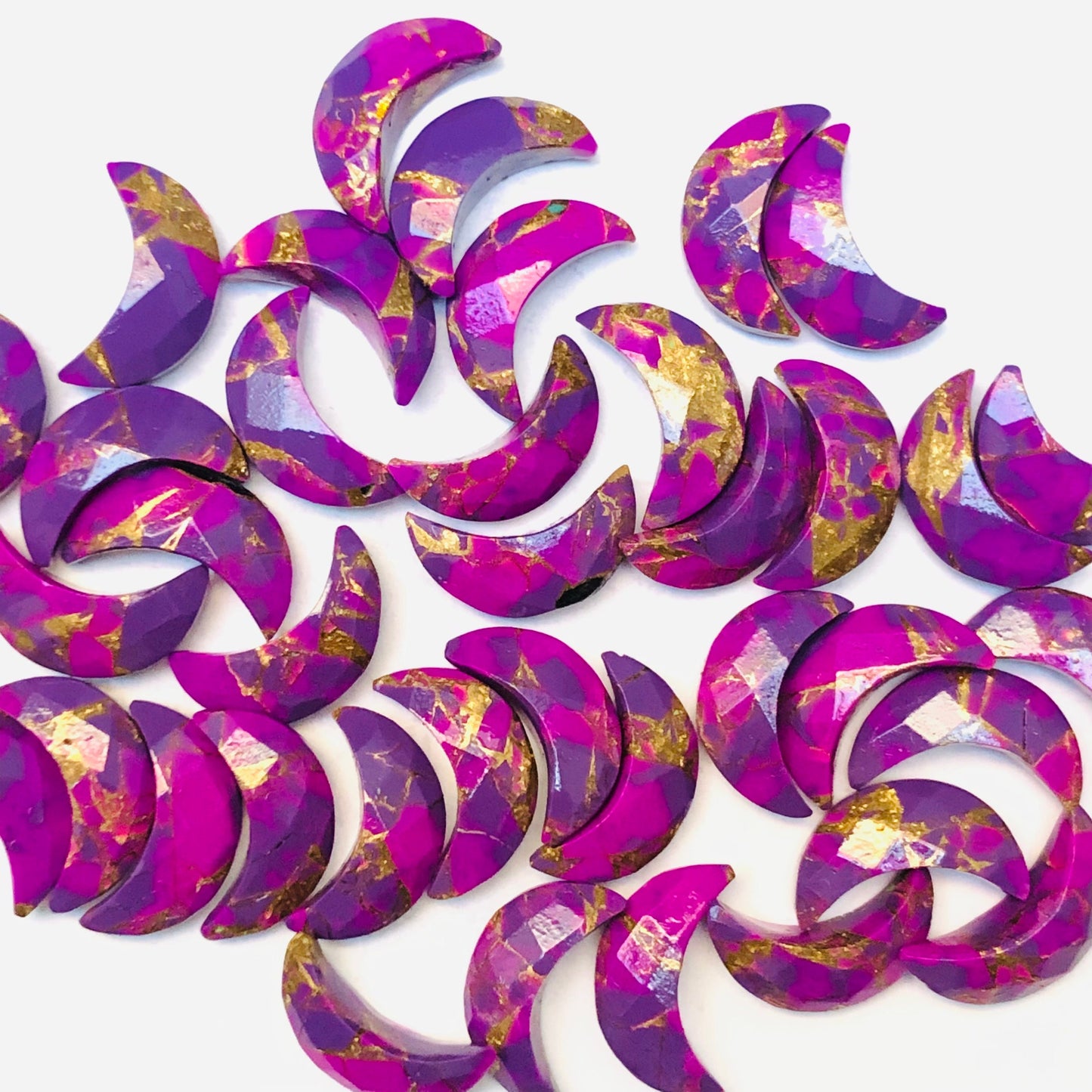 2 Pieces Purple Copper Turquoise Moon , Crescent moon shape gemstone, carving gemstone, Moon shape gemstone, Size 7x16mm SKU-BBI036