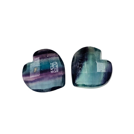 Multi Fluorite Heart Briolette Beads 10mm | Hand Carved Gemstone Hearts