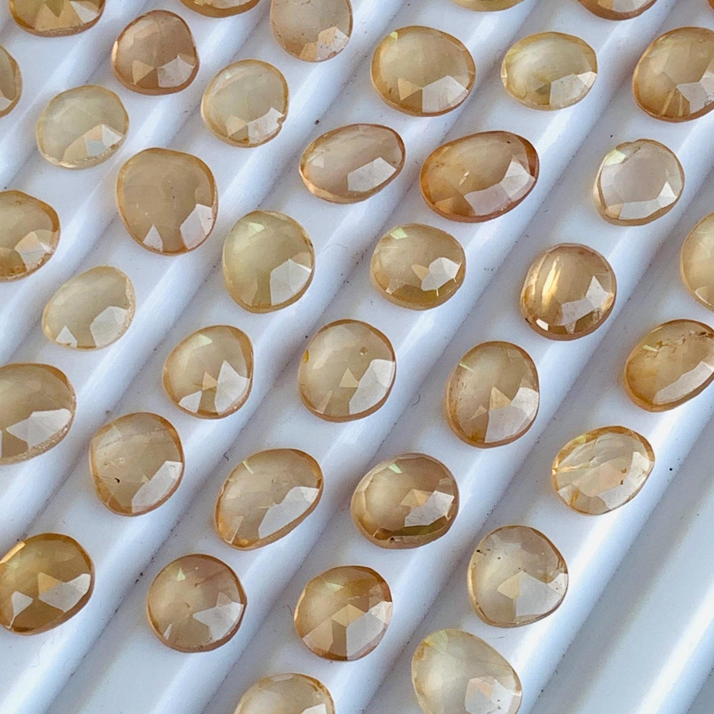 Natural Champagne Zircon Rose Cut Slices Cabochons, Faceted Rose Cut Flat Back Loose Gemstones, Champagne Brown Zircon Gemstone Slices Cut