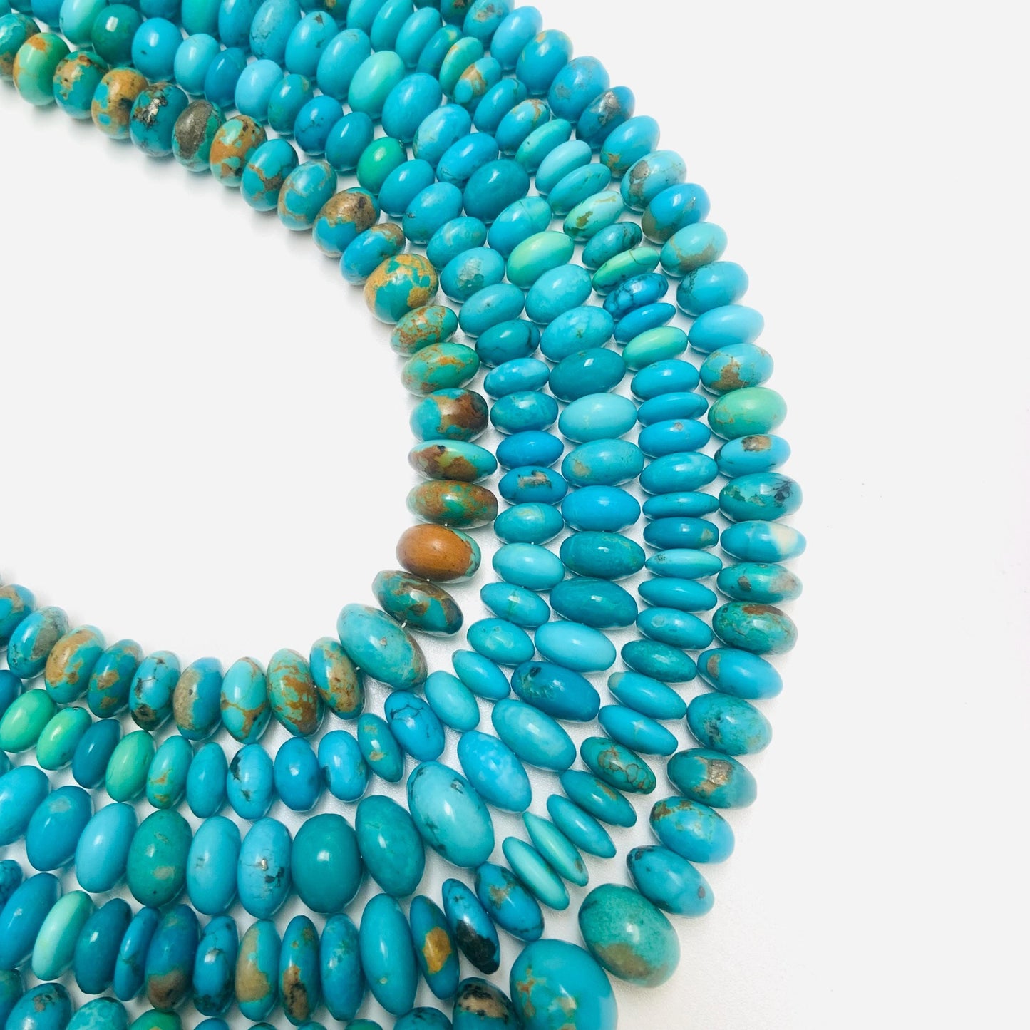 Arizona Turquoise Rondelle Beads: Smooth Gemstone Briolettes, 13-inch Strand