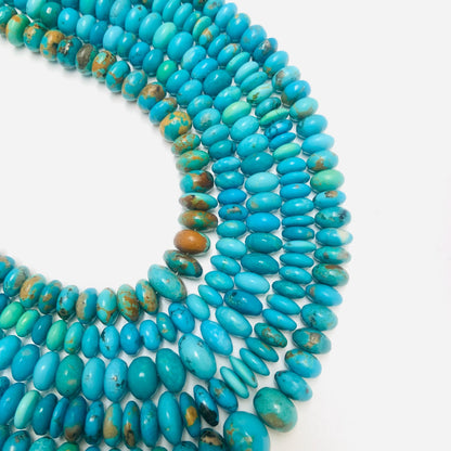 Arizona Turquoise Rondelle Beads: Smooth Gemstone Briolettes, 13-inch Strand