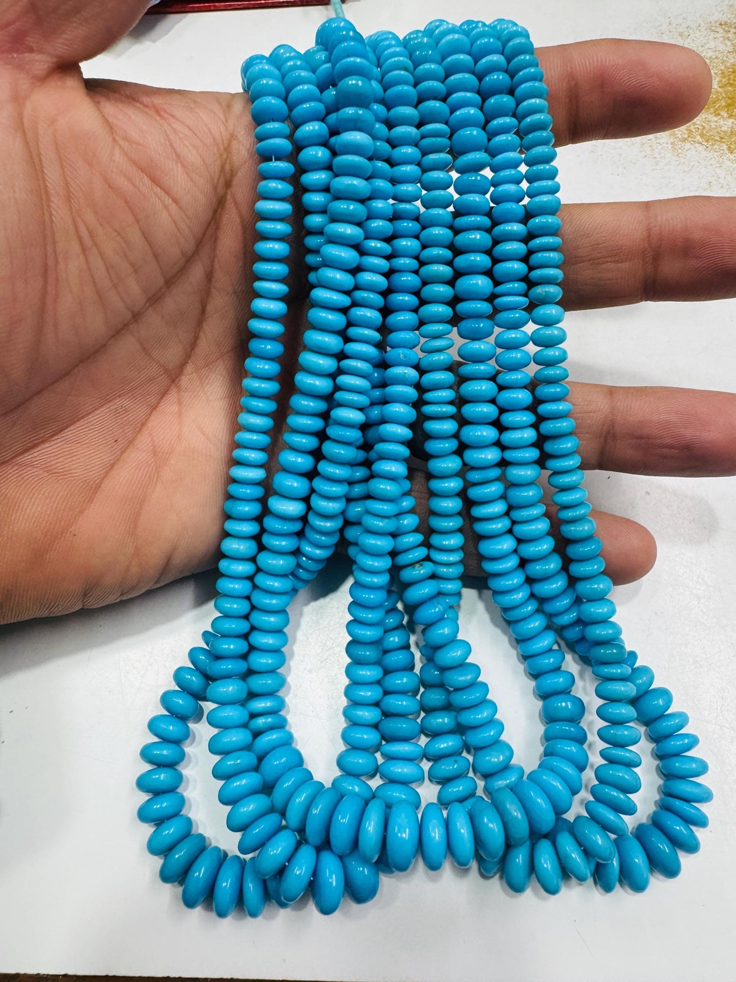 Natural Blue Turquoise Sleeping beauty Rondelle Beads, 6-10mm, 16 Inch Strand