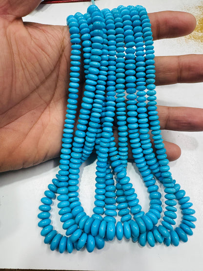Natural Blue Turquoise Sleeping beauty Rondelle Beads, 6-10mm, 16 Inch Strand