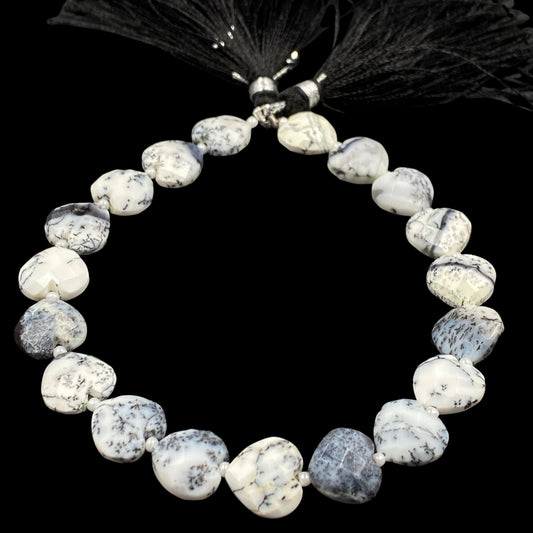 20 PCS Natural Dendrite Opal Heart Briolette Beads