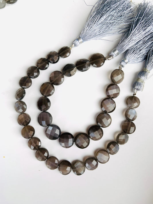 Natural Grey moonstone Faceted round Shape Gemstone Center drill round beads for Jewelry Making Square shape gemstone gift for her Size 10mm