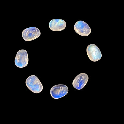 14 Pieces AAA Quality Natural White Rainbow Smooth Organic Oval  Gemstone , Blue Flashy Beads , Beads For Jewelry ,   SKU - 202