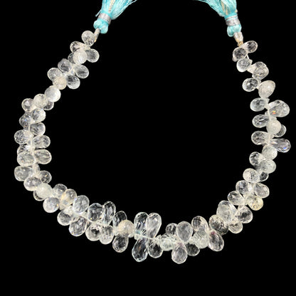 Aquamarine 8–10mm Faceted Tear Drop Briolette Beads Genuine Gemstone