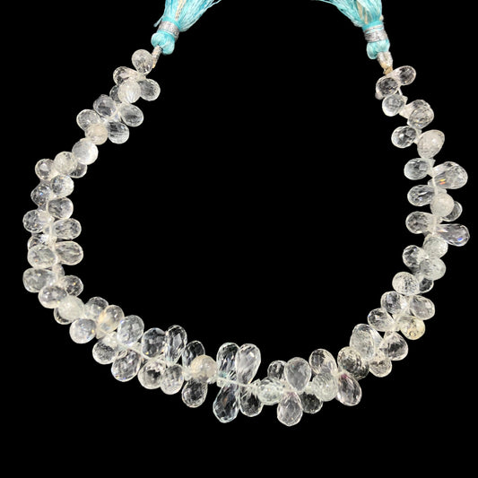 Aquamarine 8–10mm Faceted Tear Drop Briolette Beads Genuine Gemstone