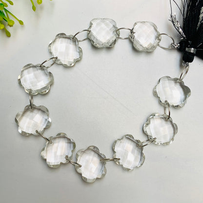 10 Pieces Natural Crystal Quartz Faceted Double Drilled Gemstone Beads, Cloud Shape Gemstone, Hand Carved Gemstone Size 14x15x6mm