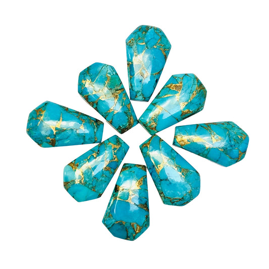 1 Pair Copper Turquoise Smooth Cut Coffin Shape Gemstone, Size 11X18mm, Matching Pair Briolette, Earring Making Gemstone , SKU - BBI991