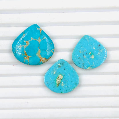 3 Pcs Lot Natural Arizona turquoise Smooth Heart shape Gemstone CALIBRATED Loose Stone Cab, heart Jewelry Making Cabochon Semi Precious Cabs