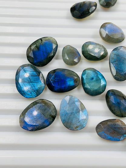 Natural Labradorite Rose Cut Slices Cabochons Faceted Rose Cut Flat Back Cabochons Rose Cut Loose Gemstone, labradorite Gemstone Slice Cut