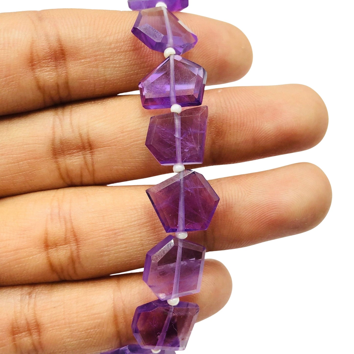 Natural Amethyst Faceted Fancy Slice Gemstone Beads