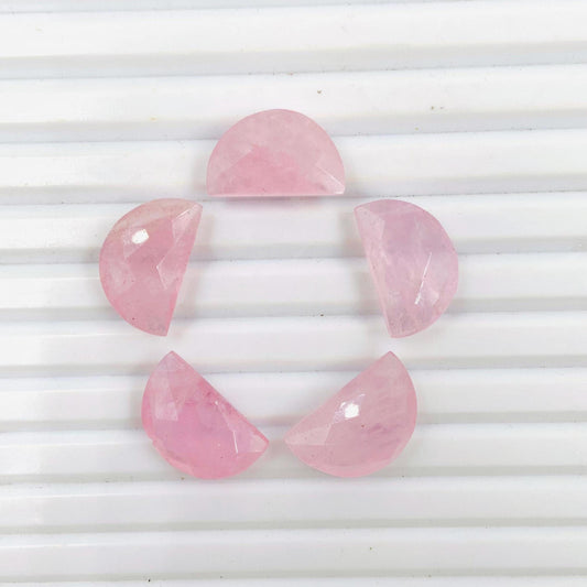 2 Pieces Natural Morganite Faceted D' Shape Gemstone, Size 10mmx16mm, Half Moon Shape Gemstone Briolette, Semi circle D for jewelry making