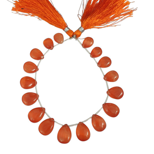 Monalisa Red Smooth Pear Shape Gemstone Briolette, Side Drilled Pieces, Teardrop Shape Strand, Monalisa Stone For Jewelry Making SKU-BBI731