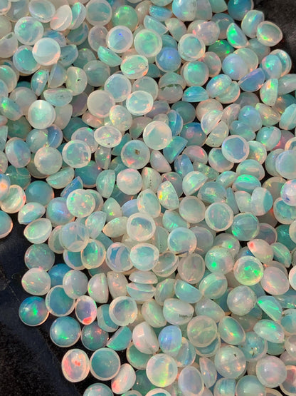 Natural Ethiopian Opal Smooth Round Gemstone Cabochon, CALIBRATED Loose Stone Cab, Round Jewelry Making Cabs Semi Precious Cabochon for ring