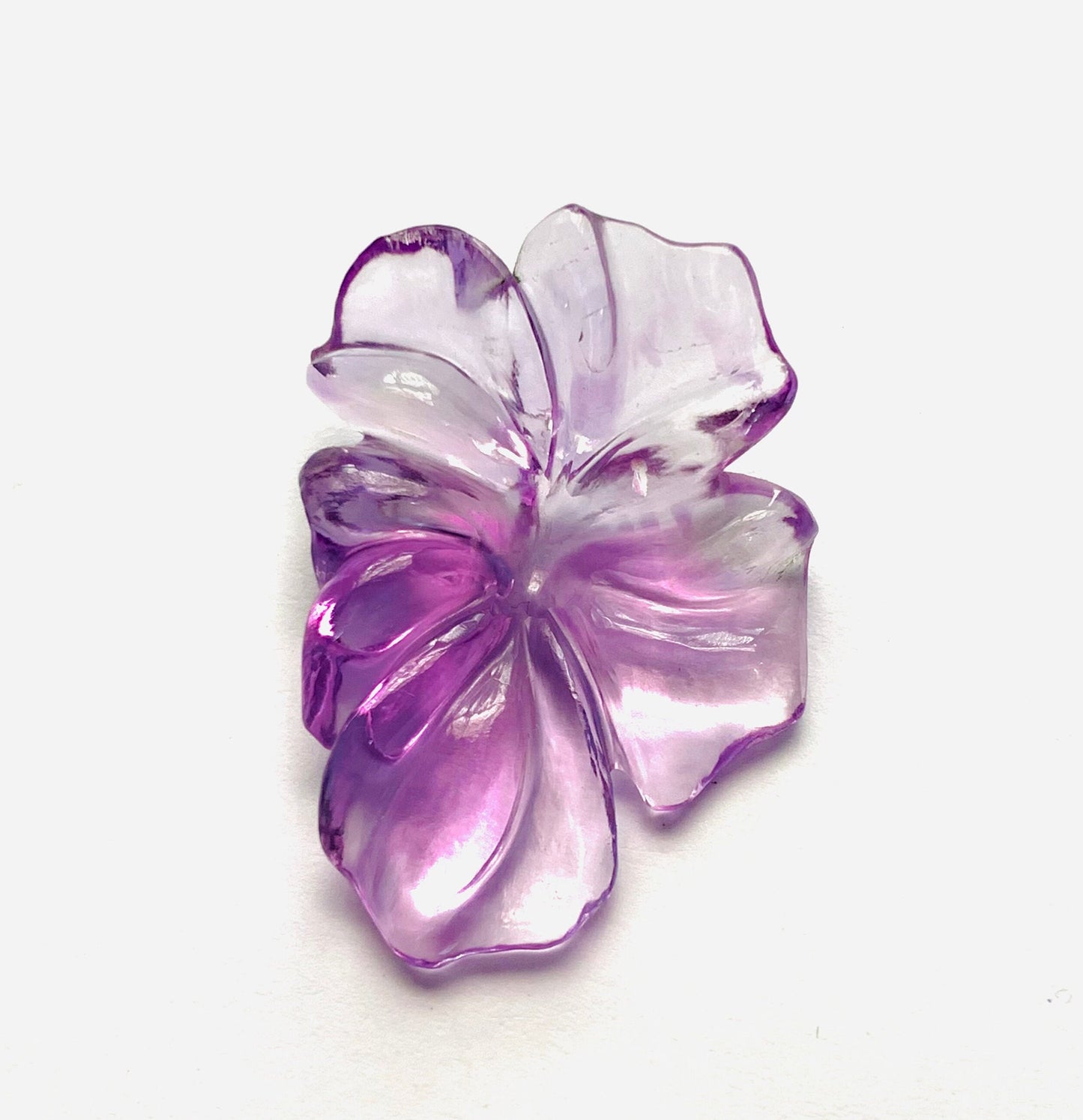 1 Pcs Natural Amethyst Hand Carved Flower Shape Briolette Beads, Handmade Carving Pair Gemstone Size - 36X25X6mm, Beads making For Jewelry