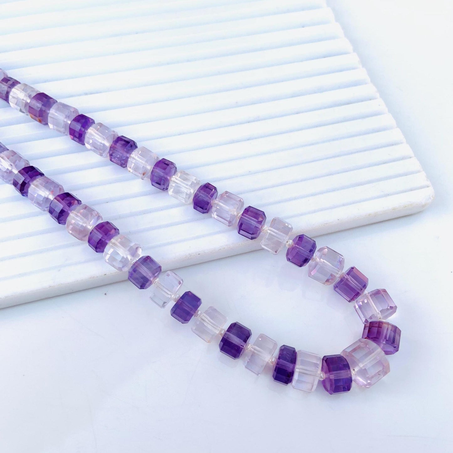 Natural Amethyst Faceted Tyre Gemstone Beads 15" Strand