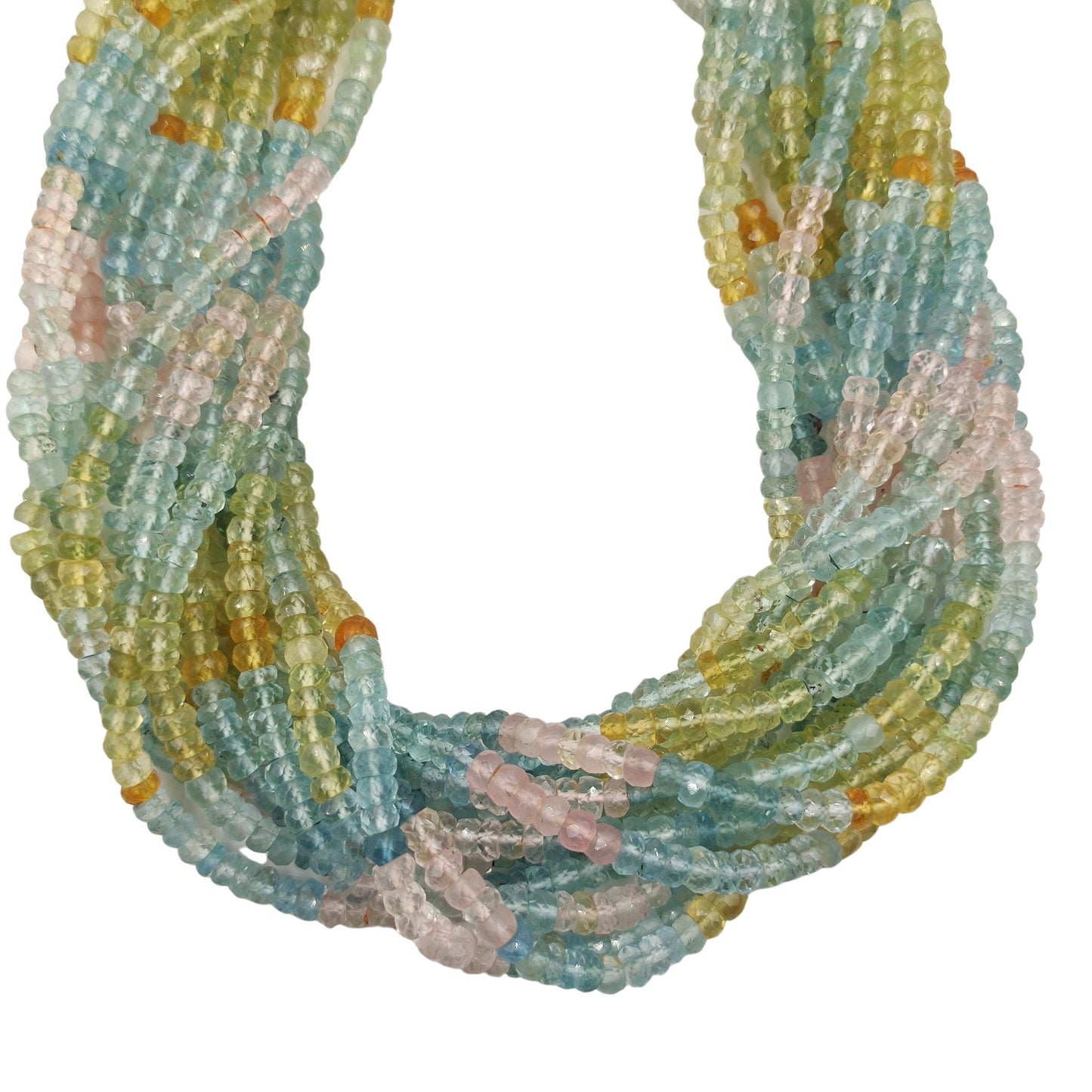 Natural Multi Aquamarine Faceted Rondelle Beads | 4mm | 13 Inch Strand