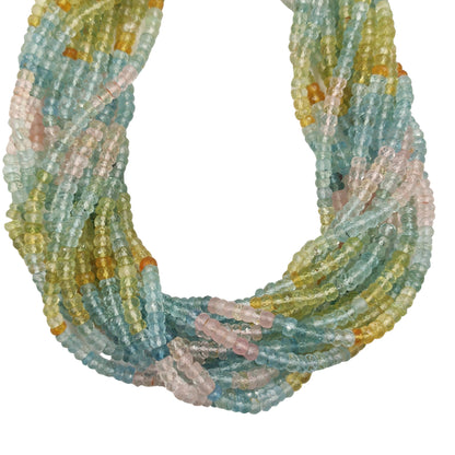 Natural Multi Aquamarine Faceted Rondelle Beads | 4mm | 13 Inch Strand