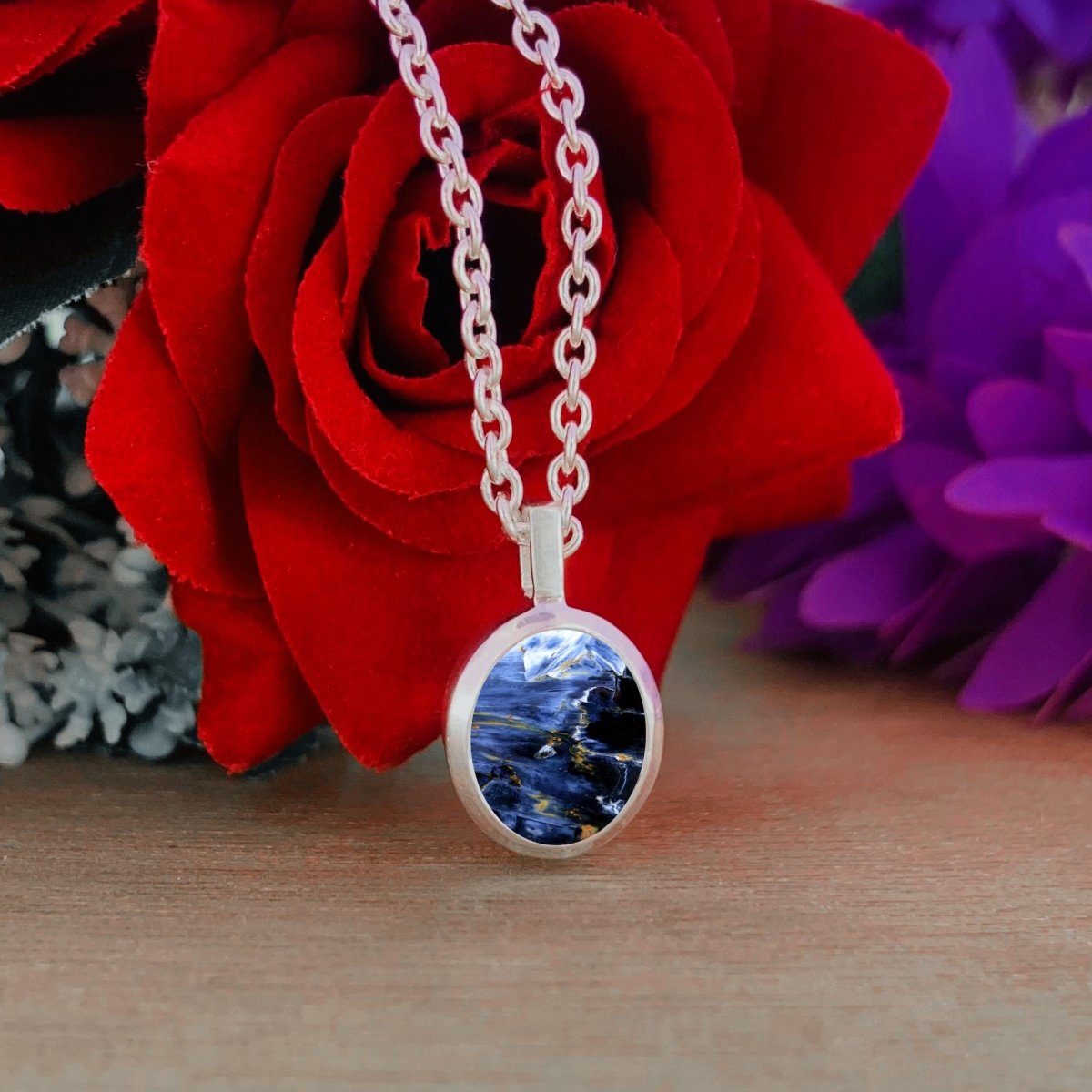 Blue Pietersite Necklace • Dainty and Simple Design • Classic Silver jewelry • Best Gift For Her/Mom • Birthday Gift • Simple Jewelry - BeadsBoatInc