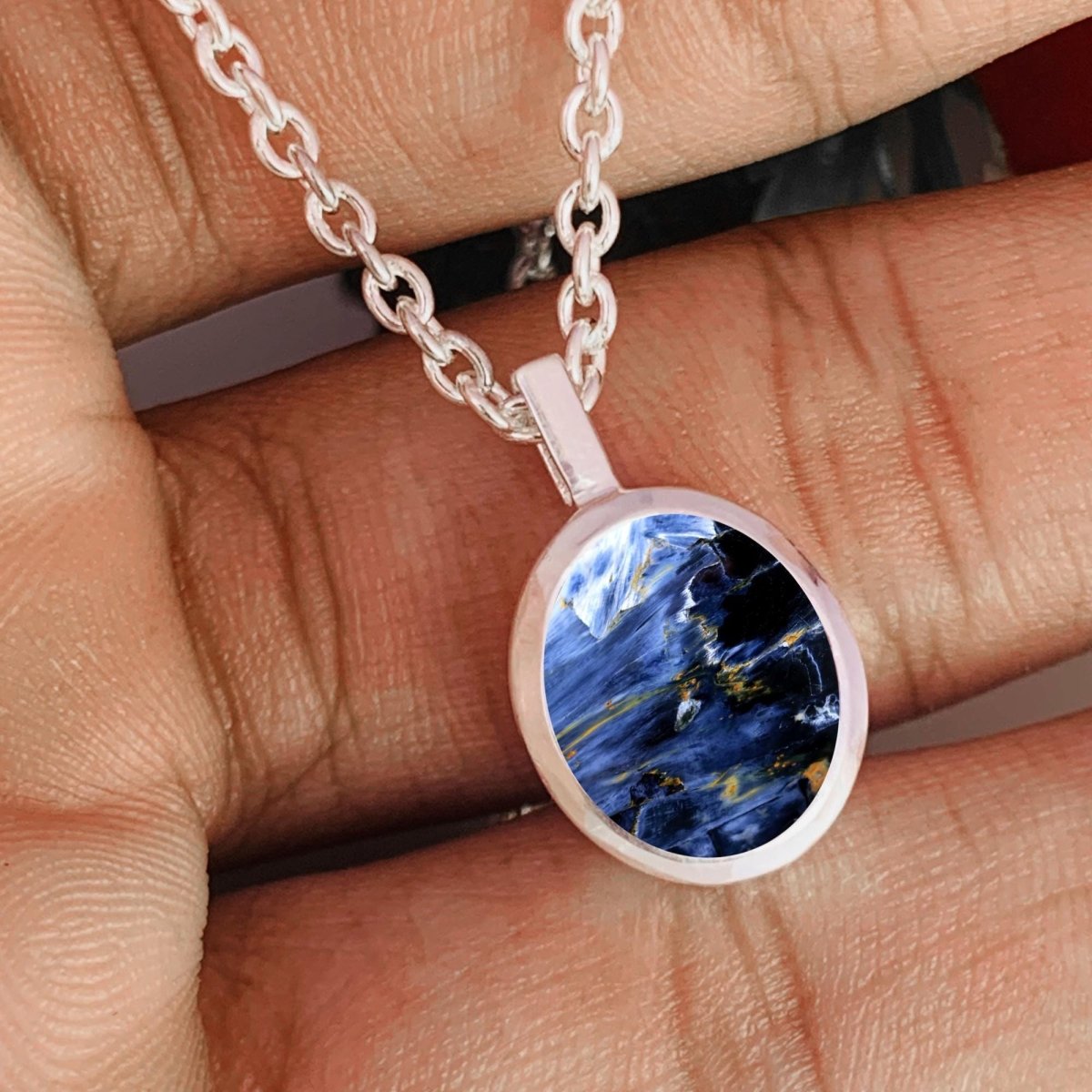 Blue Pietersite Necklace • Dainty and Simple Design • Classic Silver jewelry • Best Gift For Her/Mom • Birthday Gift • Simple Jewelry - BeadsBoatInc