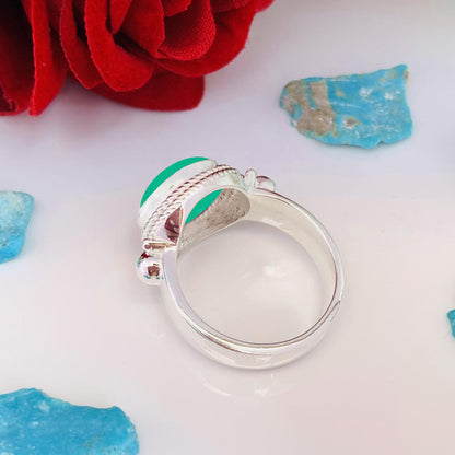 Boho Chrysoprase Statement Ring, Handmade Silver Vermeil Ring - BeadsBoatInc